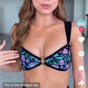 Floral Bikini Top with Ring Detail